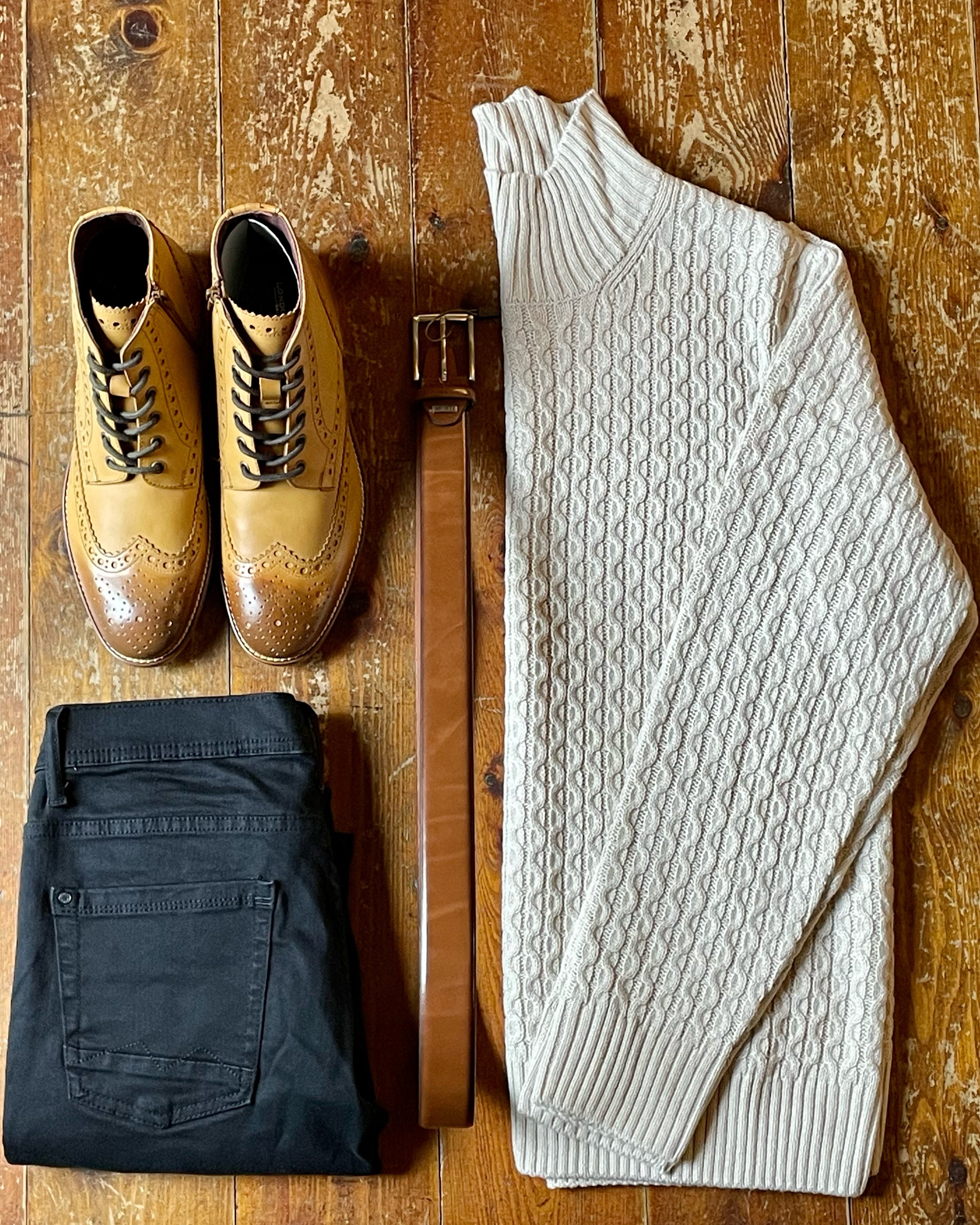 Moonbeam Cable Knit High Neck Jumper Casual Look Master Debonair