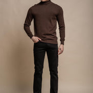 House of Cavani Karris Brown Roll Neck Jumper