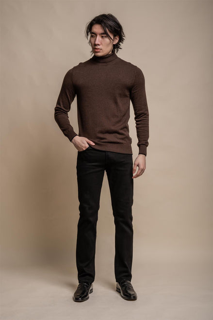 House of Cavani Karris Brown Roll Neck Jumper