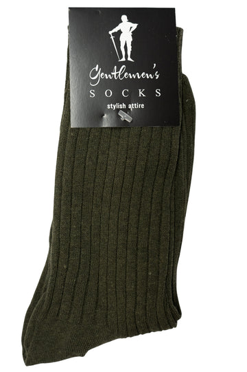 Gentlemen's Socks Olive Green Cotton Ribbed Socks