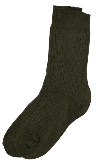 Gentlemen's Socks Olive Green Cotton Ribbed Socks