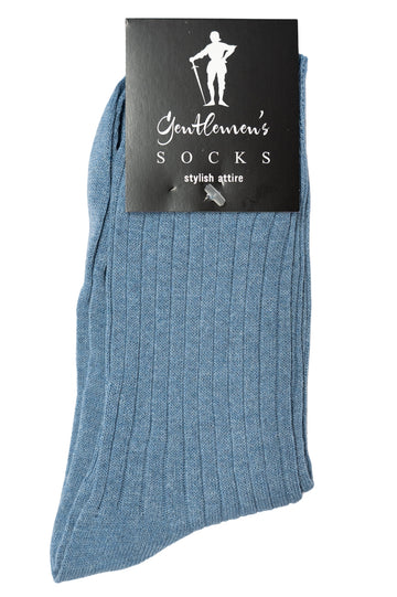 Gentlemen's Socks Light Blue Cotton Ribbed Socks