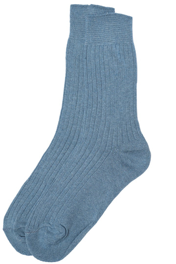 Gentlemen's Socks Light Blue Cotton Ribbed Socks