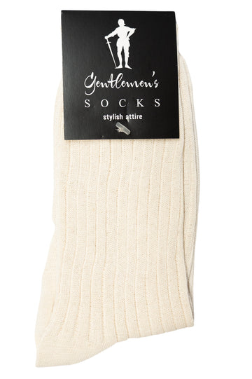 Gentlemen's Socks Cream Cotton Ribbed Socks