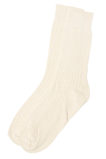 Gentlemen's Socks Cream Cotton Ribbed Socks