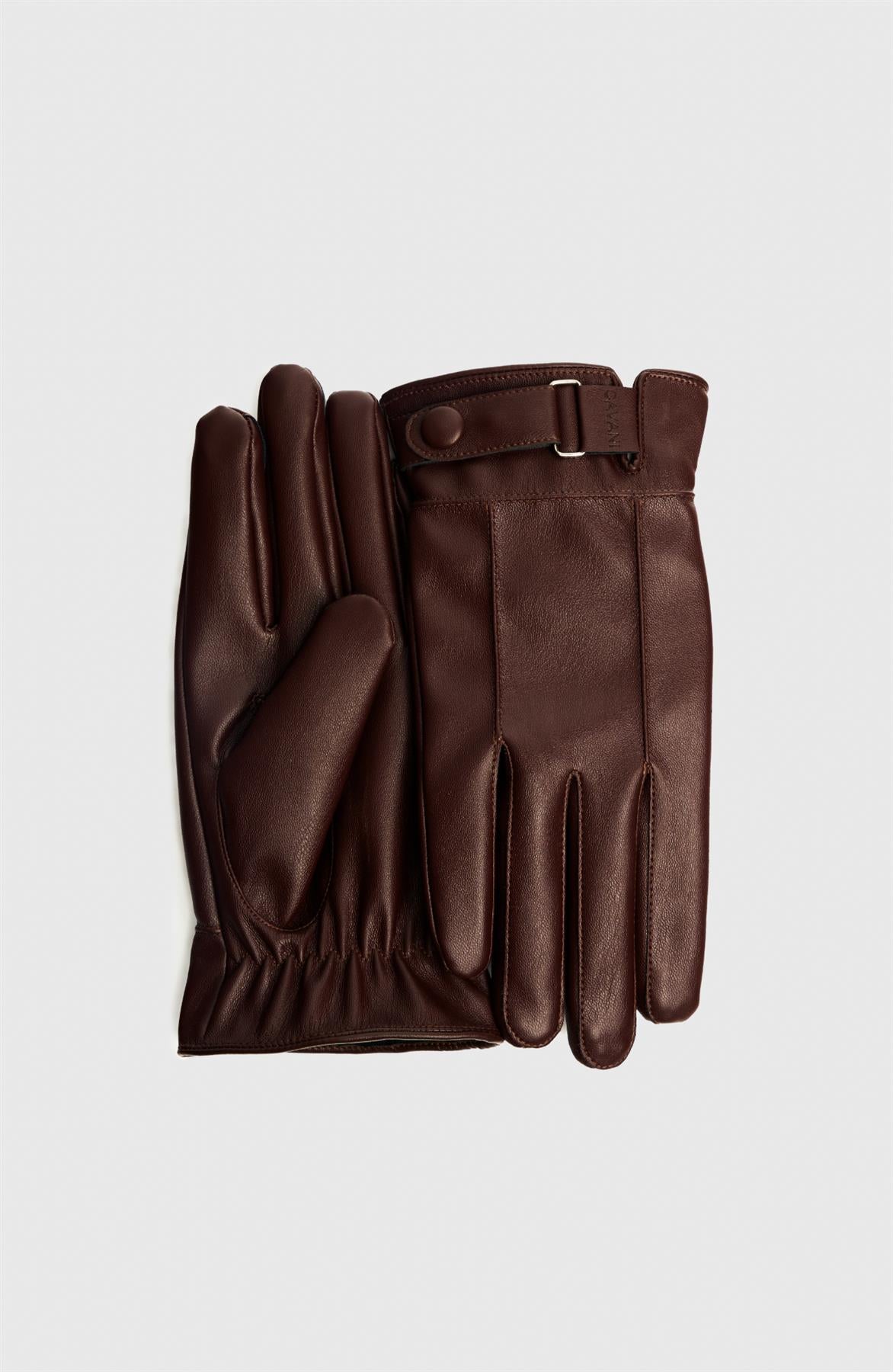 Brown Vegan Leather Gloves