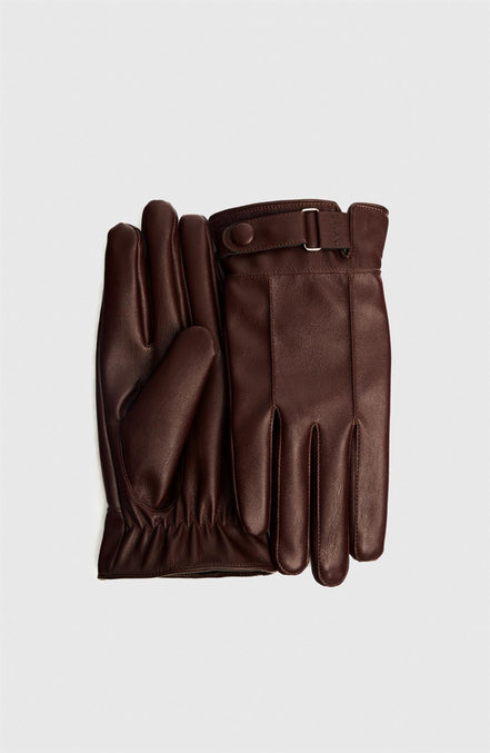 Brown Vegan Leather Gloves