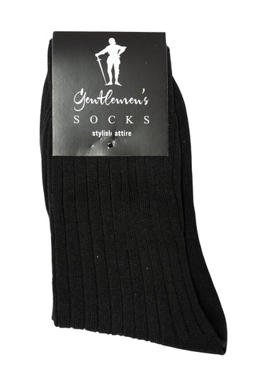 Gentlemen's Socks Black Cotton Ribbed Socks