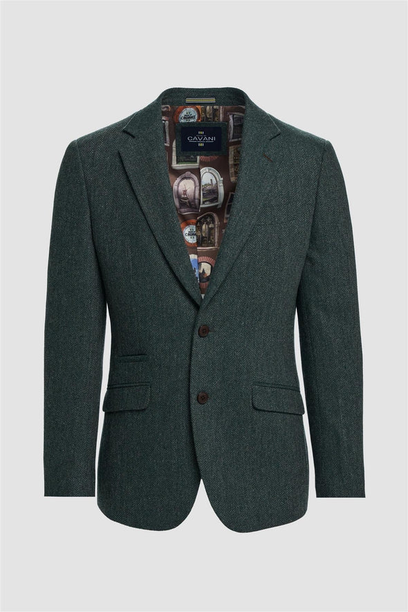 House of Cavani Thomas Olive Tweed Blazer