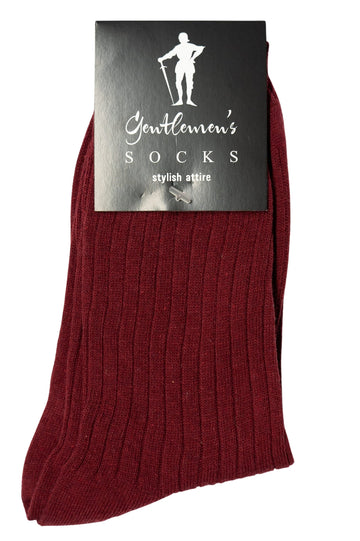 Gentlemen's Socks Dark Red Cotton Ribbed Socks