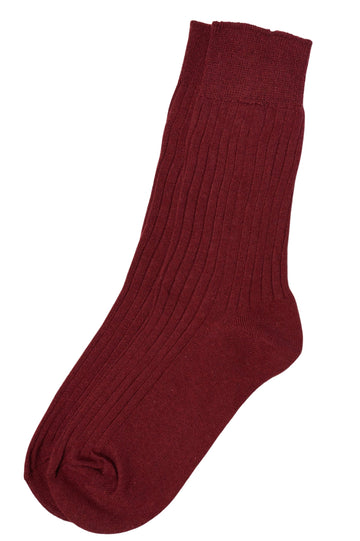 Gentlemen's Socks Dark Red Cotton Ribbed Socks