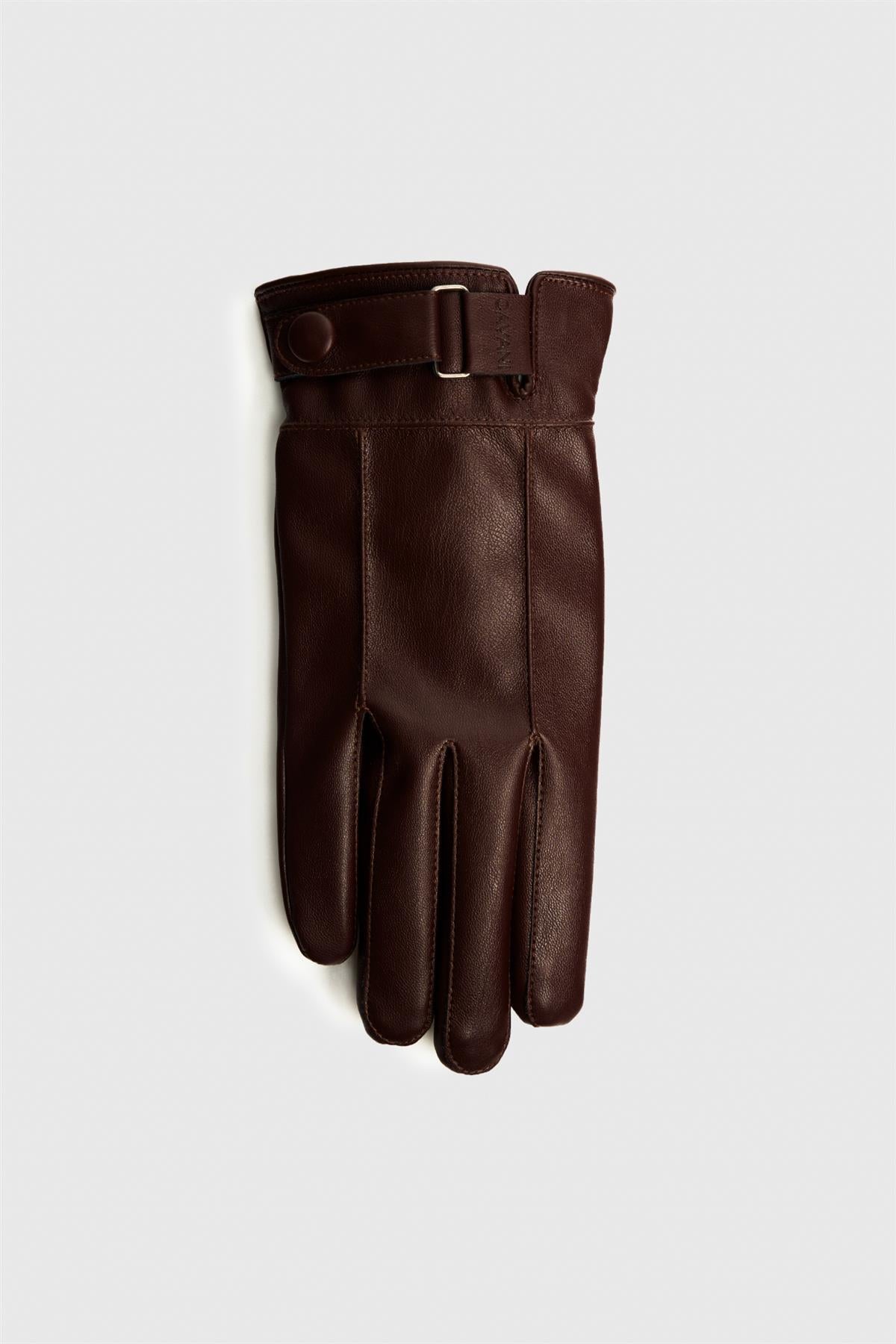 Brown Vegan Leather Gloves