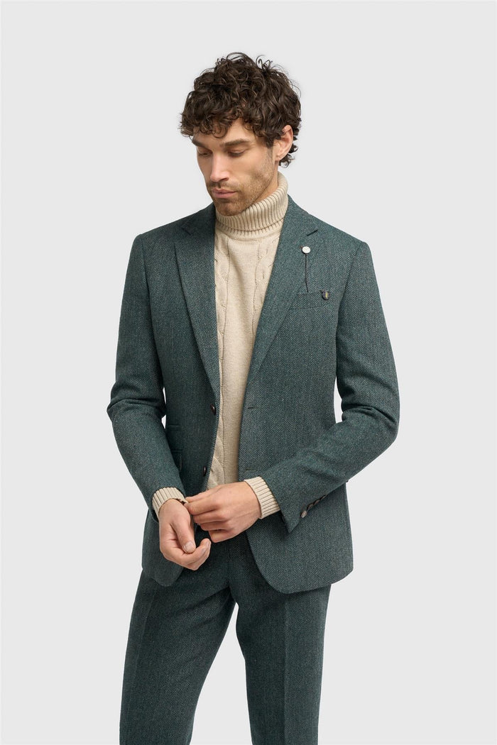 House of Cavani Thomas Olive Tweed Blazer