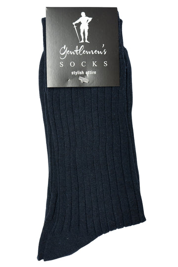 Gentlemen's Socks Navy Cotton Ribbed Socks