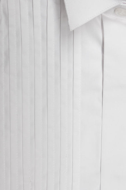 Colin Ross White Pleated Wing Tip Collar Cotton Shirt