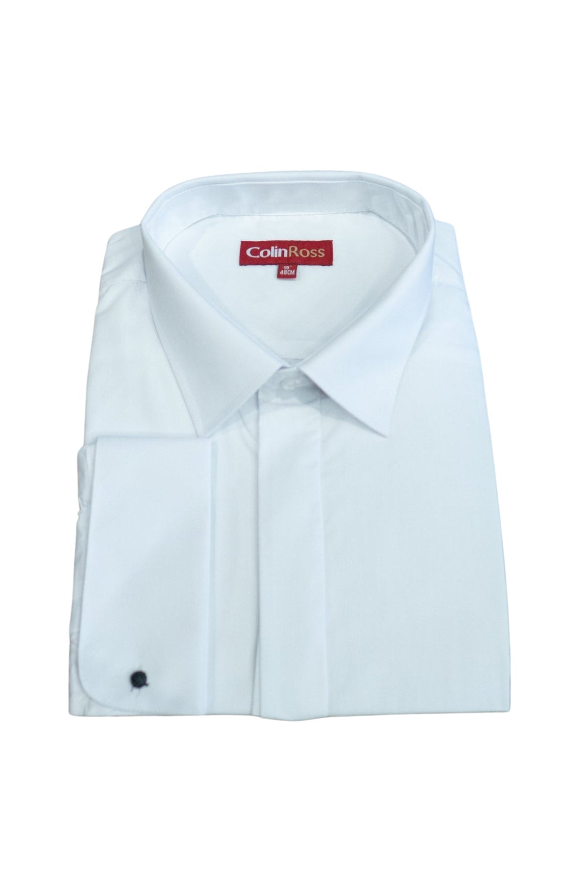 Colin Ross plain white formal shirt with regular fit, long sleeves, and classic collar, shown on a hanger.