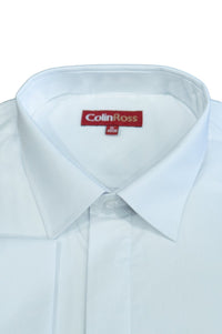 Colin Ross plain white formal shirt, regular fit with long sleeves and button front, suitable for professional or formal occasions.