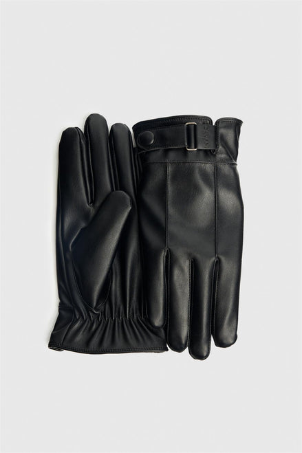 Black Vegan Leather Gloves