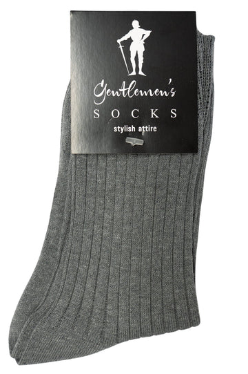 Gentlemen's Socks Light Grey Cotton Ribbed Socks