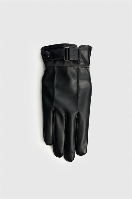 Black Vegan Leather Gloves