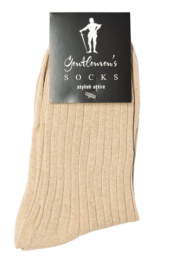 Gentlemen's Socks Beige Cotton Ribbed Socks