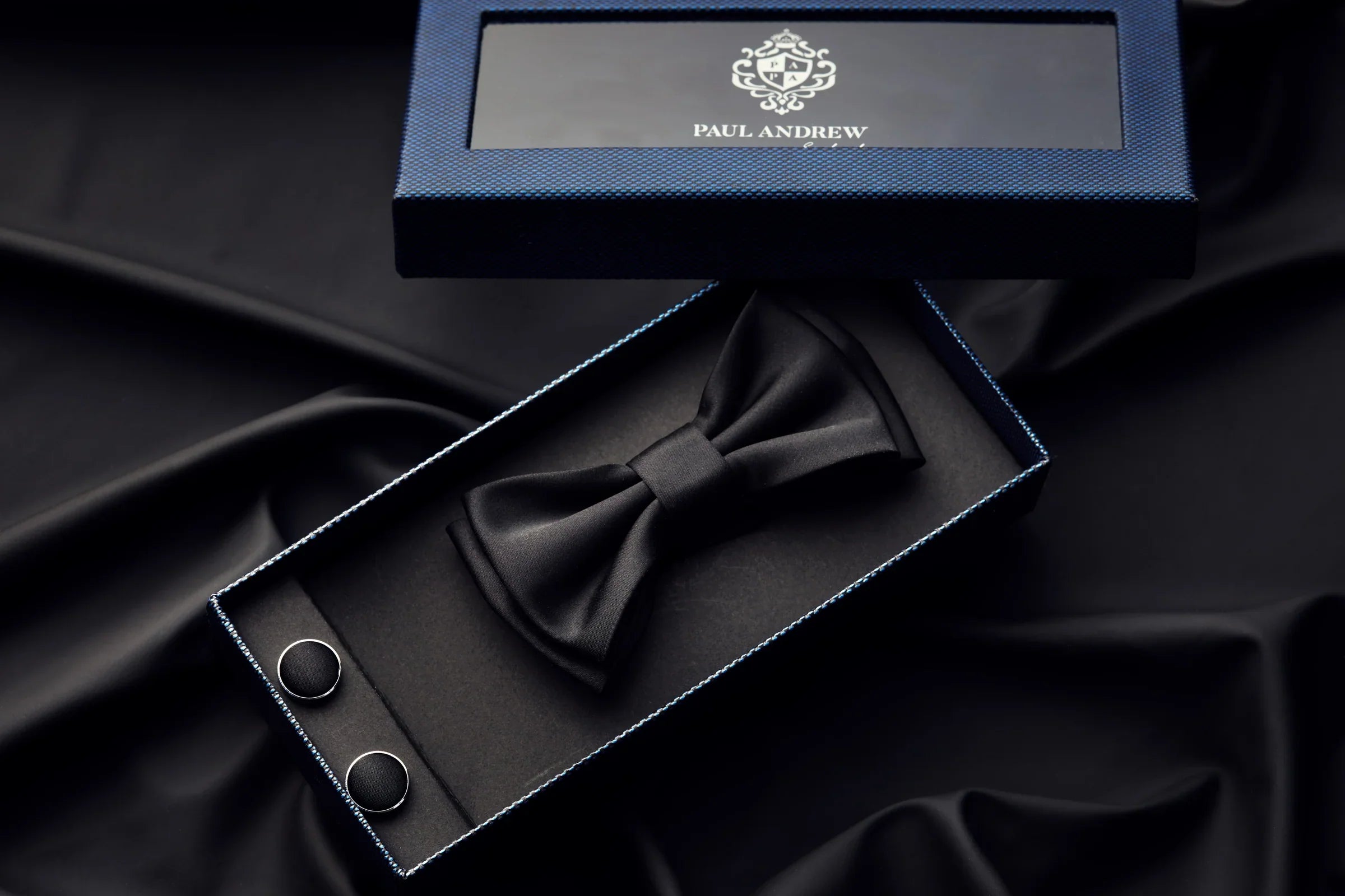 Paul Andrew Black Bow Tie Set