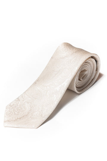 Knightsbridge Neckwear Ivory Paisley Silk Tie