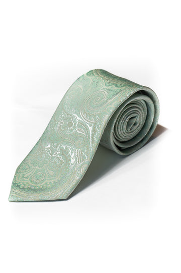 Knightsbridge Neckwear Sage Green Paisley Silk Tie