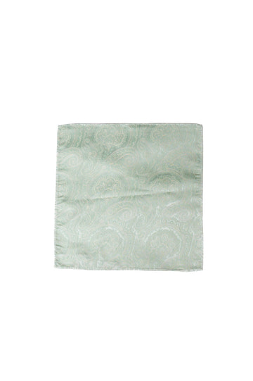 Knightsbridge Neckwear Sage Green Paisley Silk Pocket Square