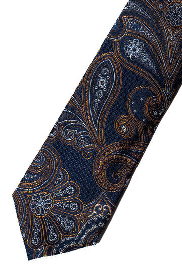 Knightsbridge Neckwear Blue & Gold Paisley Silk Tie