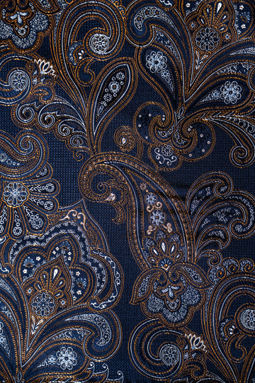 Knightsbridge Neckwear Blue & Gold Paisley Silk Pocket Square