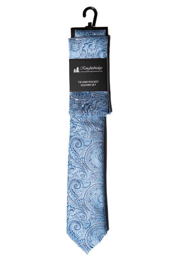 Knightsbridge Neckwear Blue Paisley Tie & Pocket Square Set