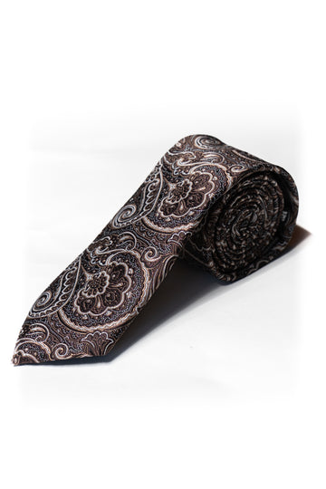 Knightsbridge Neckwear Brown Paisley Tie & Pocket Square Set