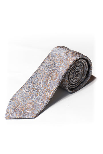 Knightsbridge Neckwear Silver Paisley Tie & Pocket Square Set