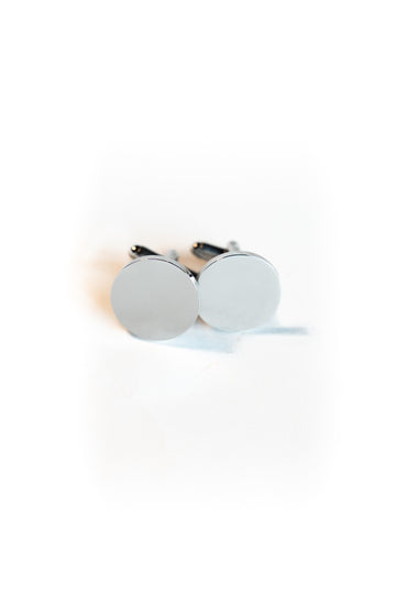 Silver Stainless Steel Round Cufflinks