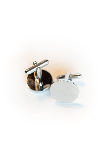 Silver Stainless Steel Round Cufflinks