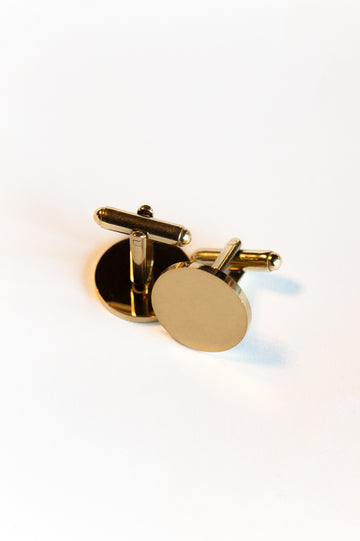 Gold Stainless Steel Round Cufflinks