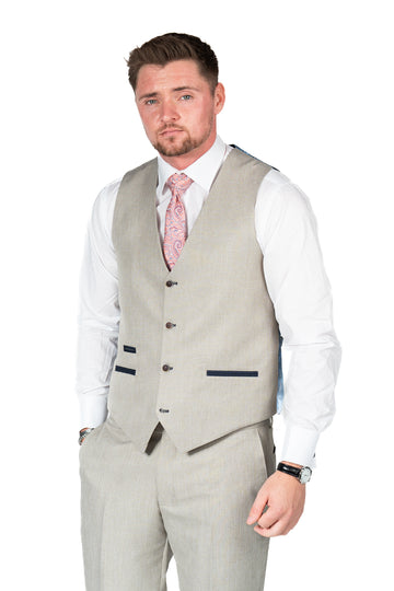 Spectre Beige Contrast Waistcoat