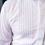 Colin Ross White Pleated Wing Tip Collar Cotton Shirt