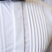 Colin Ross White Pleated Wing Tip Collar Cotton Shirt