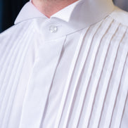 Colin Ross White Pleated Wing Tip Collar Cotton Shirt