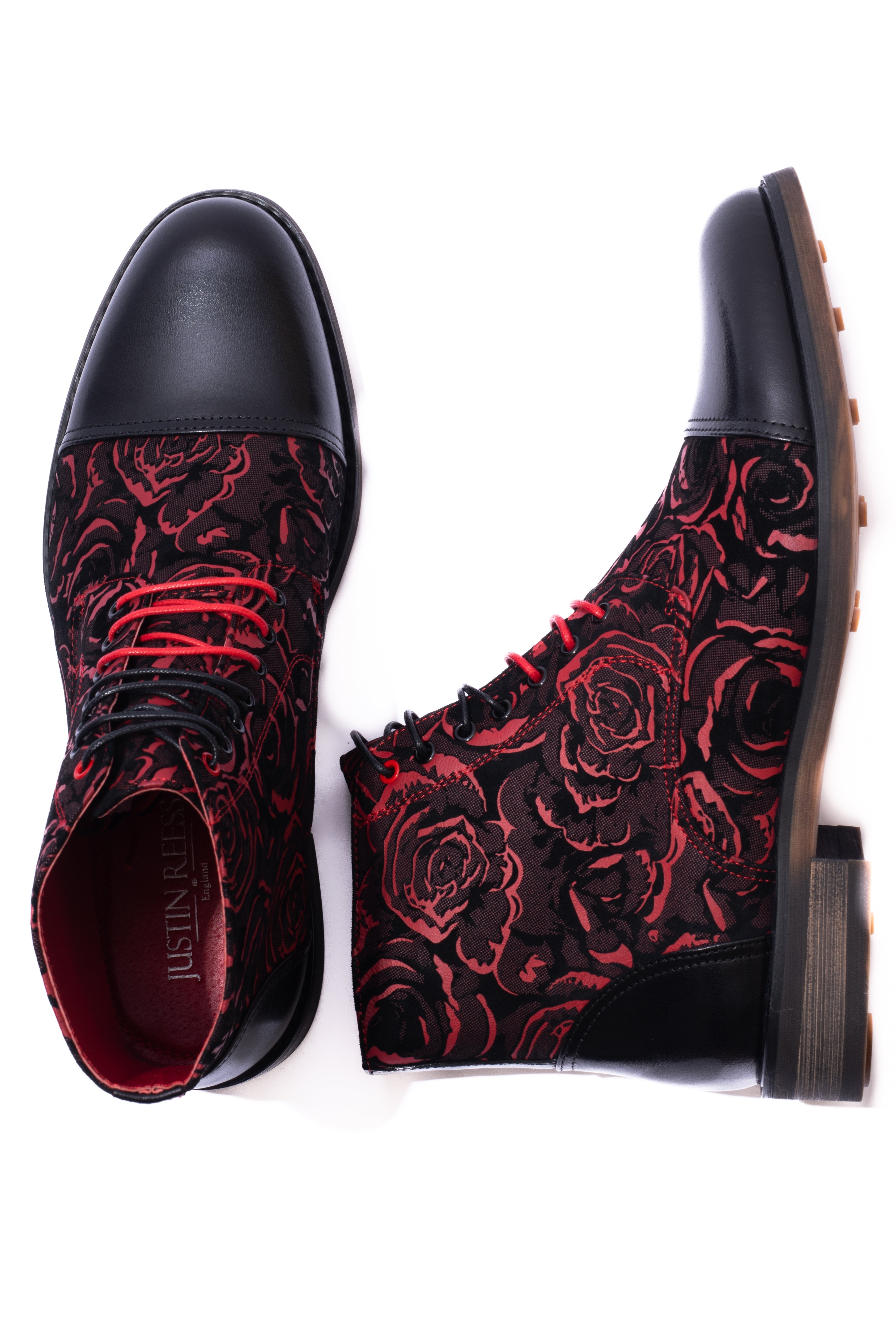 Justin Reess Toby Black Red Rose Boots