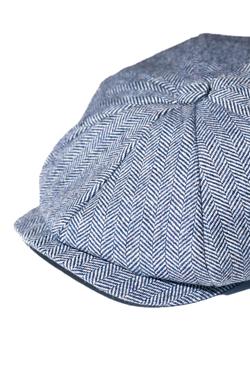 Denim Herringbone Newsboy Cap