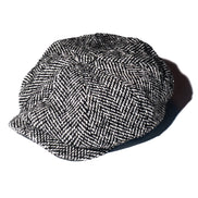 Black & White Twill Herringbone 8 Piece Bakerboy Cap