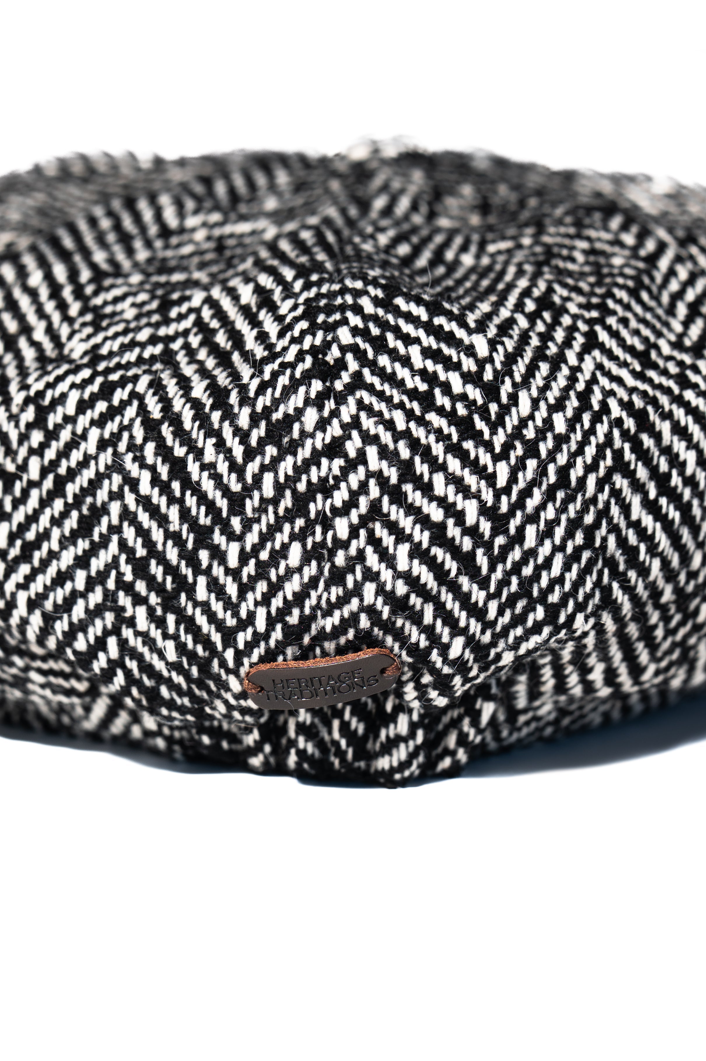 Black & White Twill Herringbone 8 Piece Bakerboy Cap