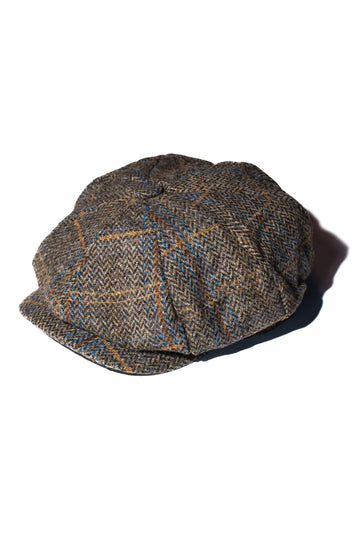 Brown Jumbo Herringbone Newsboy Cap