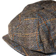 Brown Jumbo Herringbone Newsboy Cap