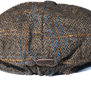 Brown Jumbo Herringbone Newsboy Cap