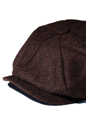 Oxblood Herringbone Newsboy Cap