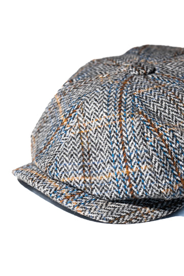 Grey Jumbo Herringbone Newsboy Cap